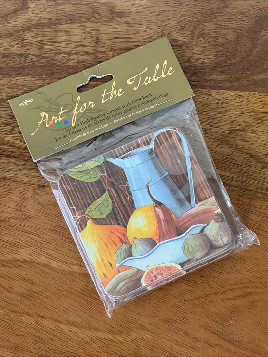 Other - Vintage Art for the Table Coaster Set - Cork Back- Still Life Fruit & Pitcher